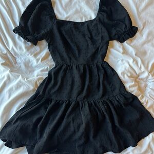 Elegant Black Puff Sleeve Dress